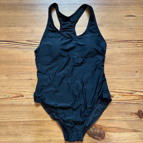 NWT Zeraca black racerback one piece padded swimsuit SIZE L - Picture 1 of 5